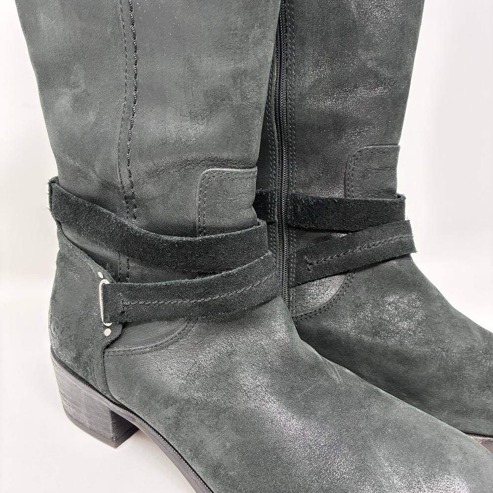 UGG Australia Women's 9 Darcie Tall Riding Leather Suede Boots Black Buckle - Picture 9 of 16